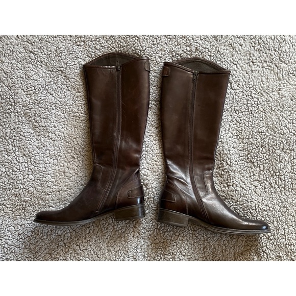 Genuine Italian Leather 39 Tall Brown Riding Boots - Picture 3 of 9